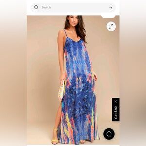 Lulu's Blue and Orange Maxi Dress